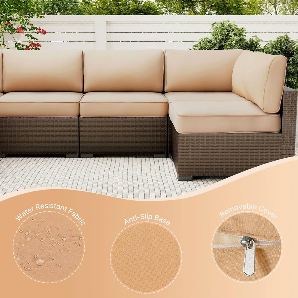 SUNCOZE 14 pcs Outdoor Cushions Replacement for Patio Furniture (Khaki)