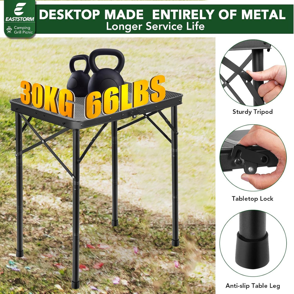 Folding Grill Table for Outside, 3 Height Adjustable,Small Camping Table with...