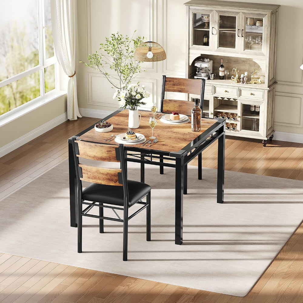IDEALHOUSE Dining Table Set for 2, Dining Table with 2 Upholstered Chairs, Bi...