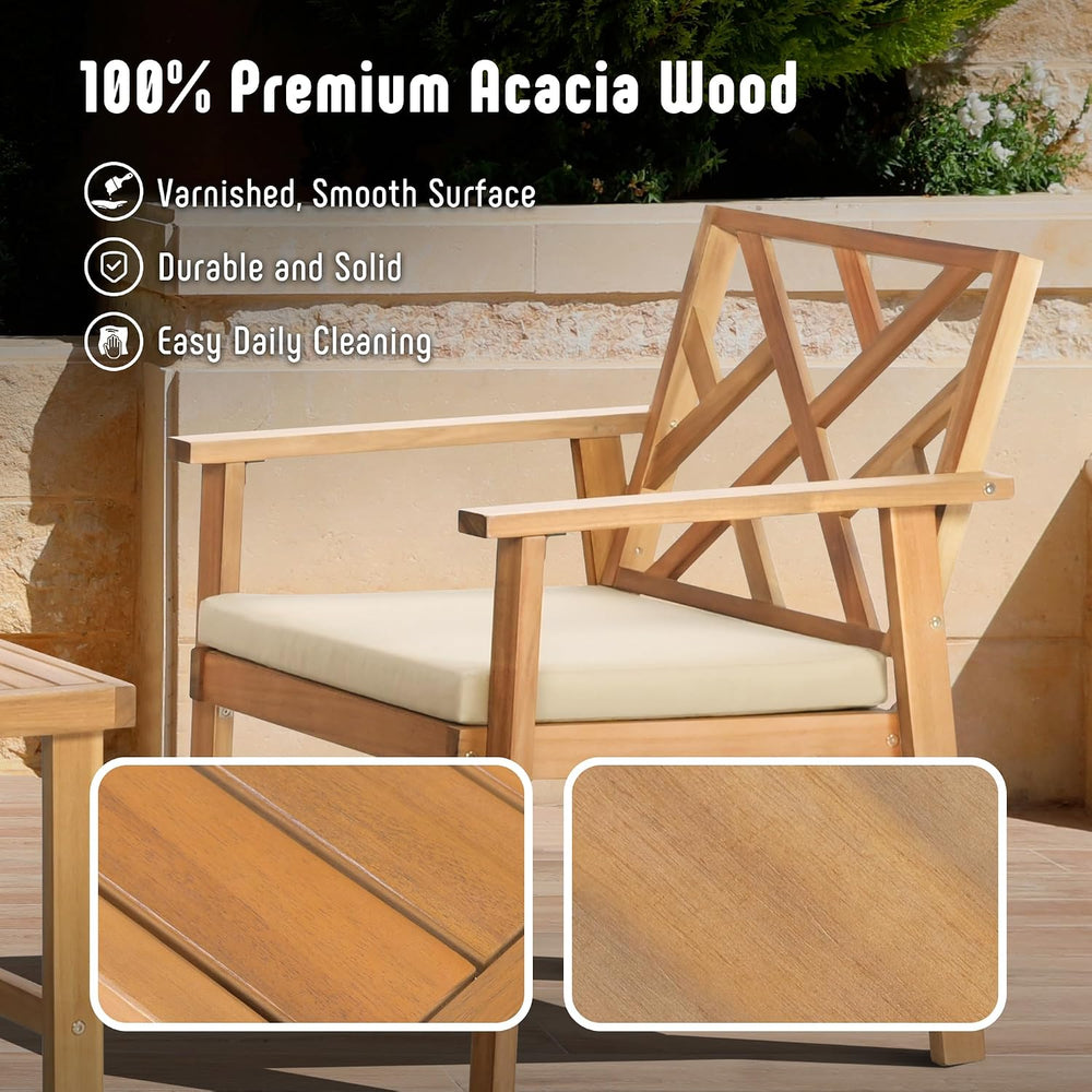 Werph 3-Piece Acacia Wood Outdoor Patio Furniture Set