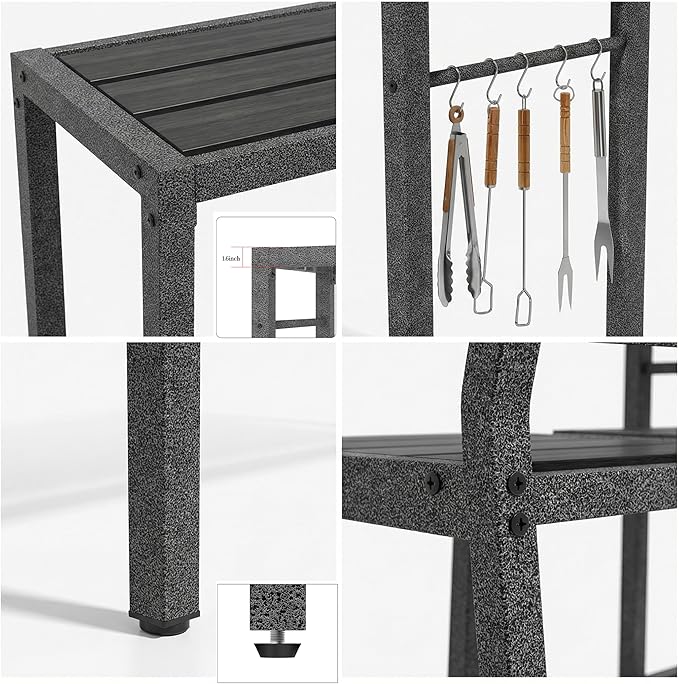3Pcs Outdoor Patio Bar Set, 55" Rectangular High Top Table and Chairs Se...