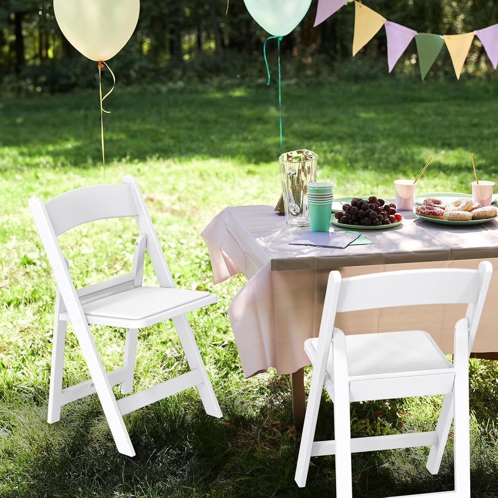 VINGLI Resin Folding Chairs with Cushion, Foldable Plastic Chair with Comfort...