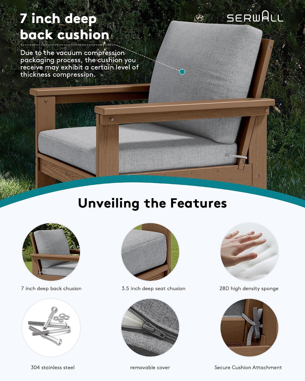 SERWALL HDPE Outdoor Patio Furniture Set Outdoor Couch