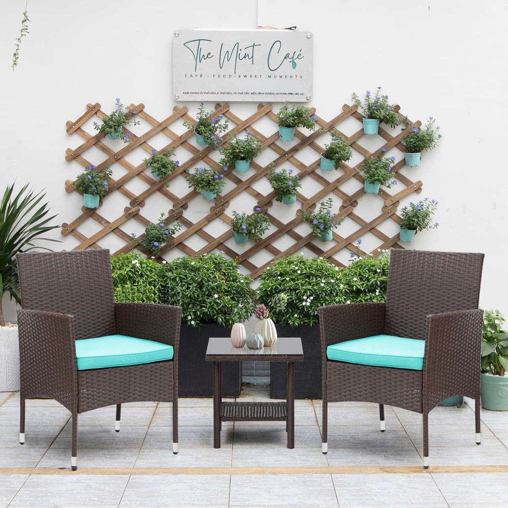 PayLessHere Set of 3 Outdoor Furniture Set Patio Furniture Set Brown Conversa...