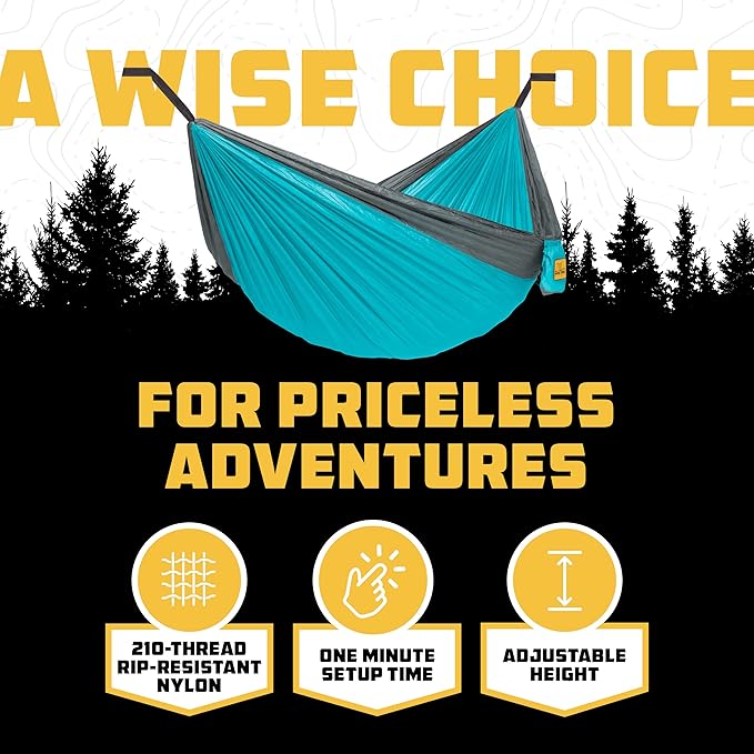 Wise Owl Outfitters Camping Hammock – 500lbs Portable Hammock with Tree Strap...