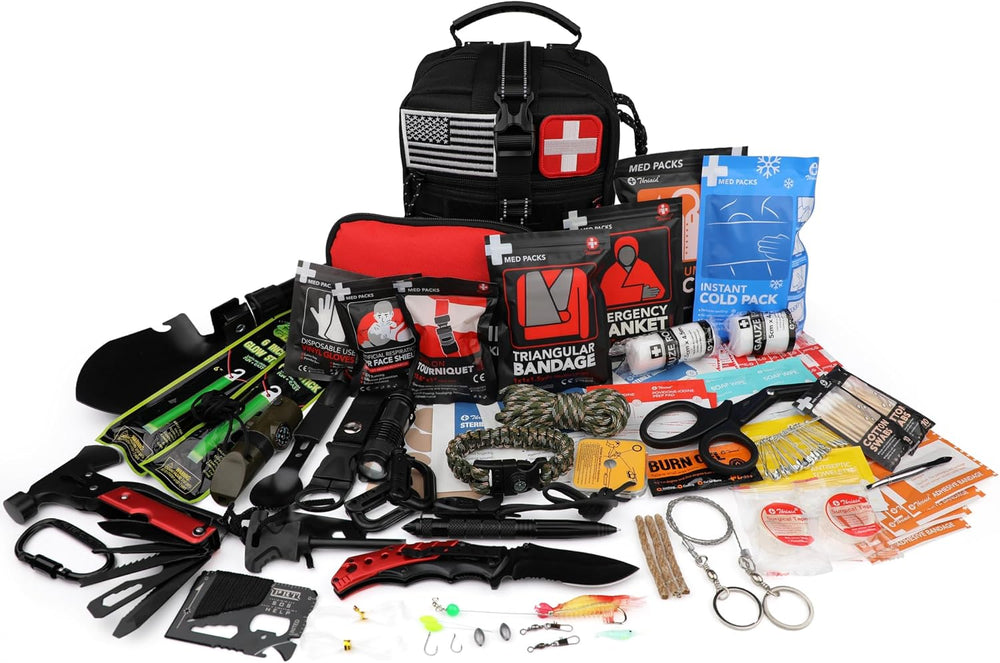 Survival First Aid Kit, 190 Pcs Survival Gear and Medical Supplies, Military ...