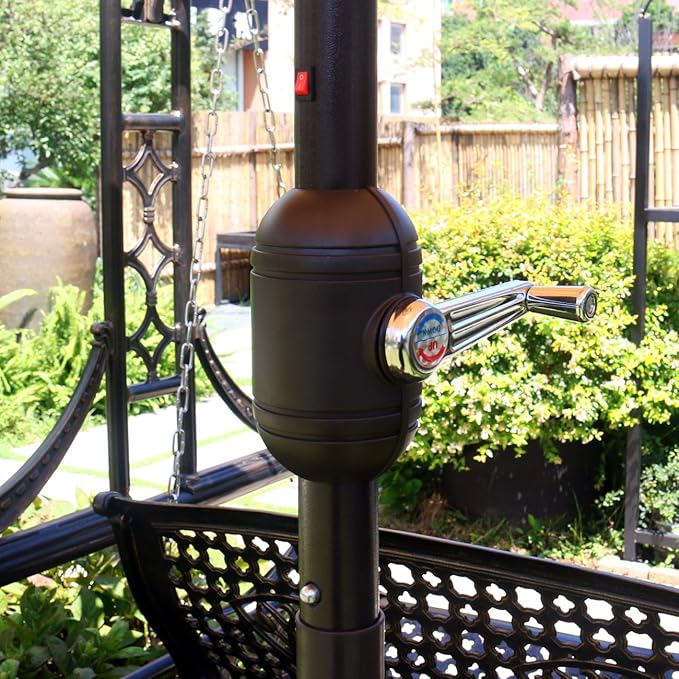 Sunnyglade 9' Solar LED Lighted Patio Umbrella with 8 Ribs/Tilt Adjustmen...