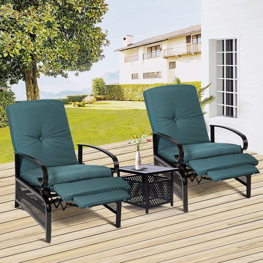 Crownland 3-Piece Outdoor Lounge Chairs Set, Adjustable Reclining Patio Chair...