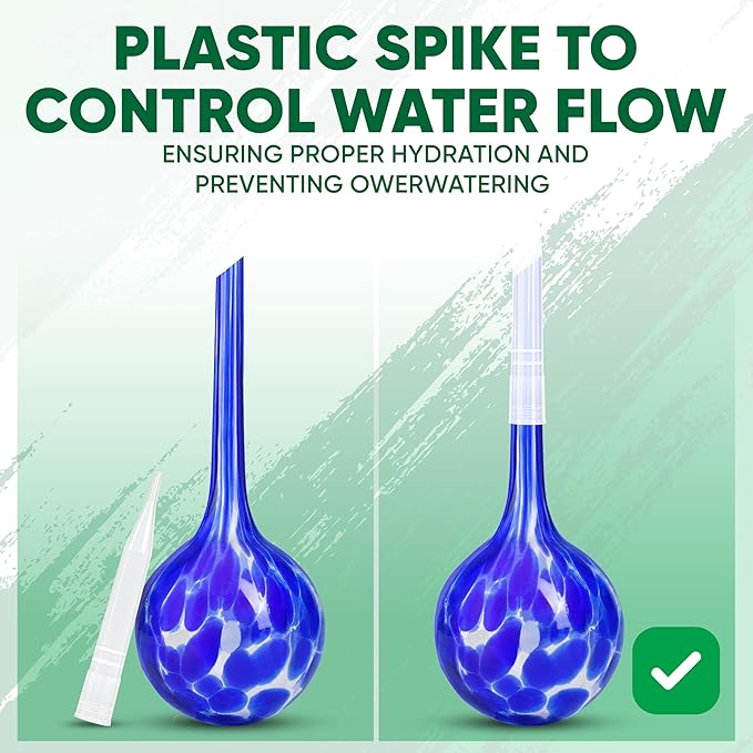 Plant Watering Globes Set of 6 - Large Glass Self Watering Bulbs Up to 7 Days...