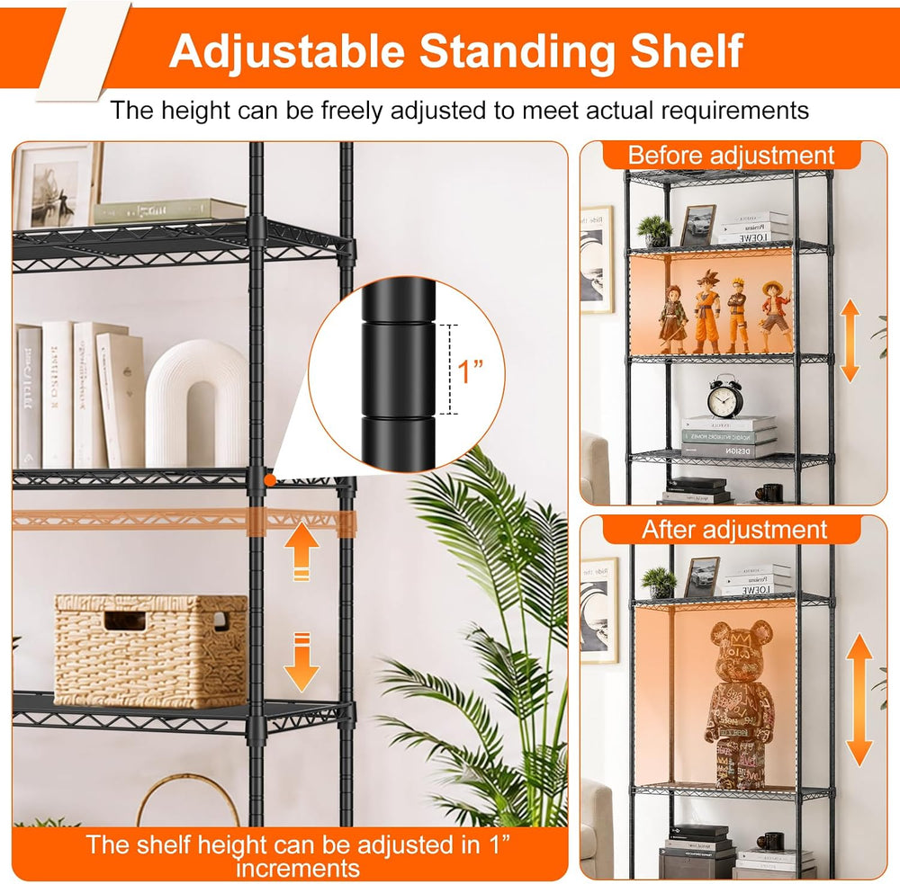 5 Tier Wire Shelving Unit, 61" H Heavy Duty Metal Storage Shelves