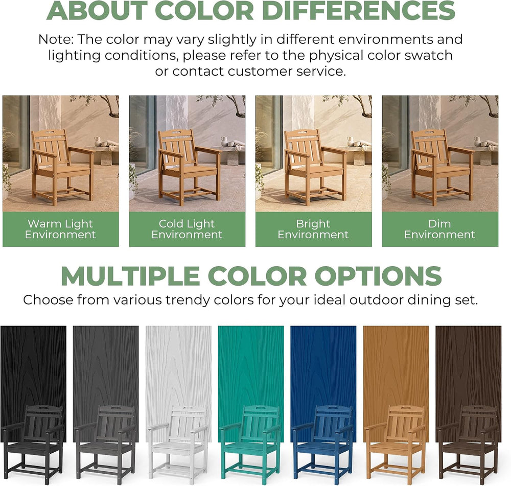 HDPE Outdoor Dining Set, Patio Table and Chairs Set, All-Weather 7-Piece Outs...