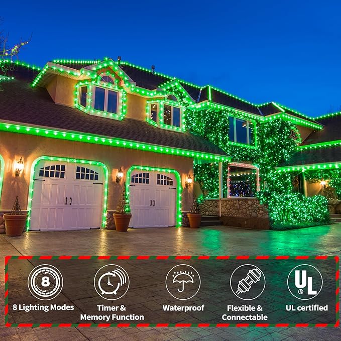 50ft LED Rope Lights Outdoor, 360 LED Connectable and Flexible Tube Lights wi...