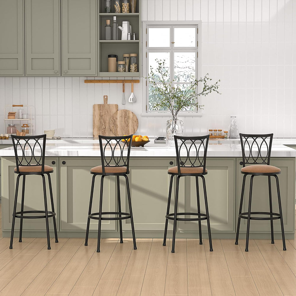 VECELO Bar Stools, 24/29" Adjustable Barstool,Swivel Counter Stool with ...