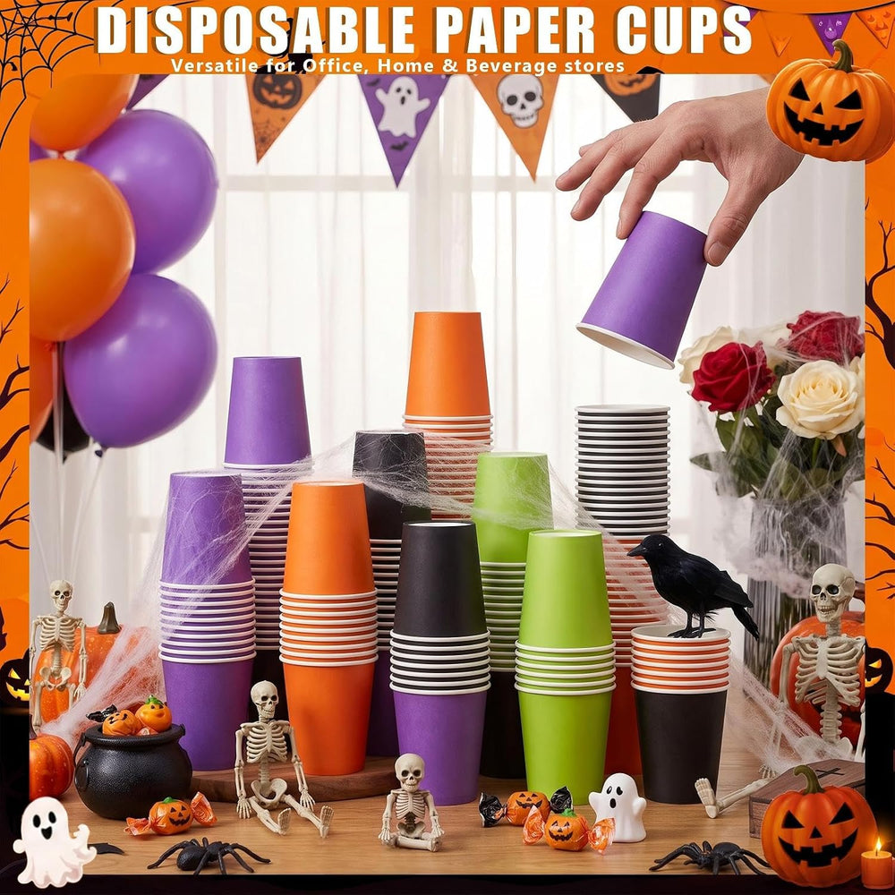 300 Pack 8 oz Halloween Disposable Paper Cups for Halloween Birthday Party