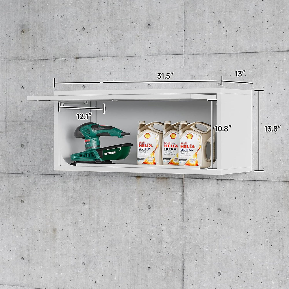 Metal Wall Storage Cabinet with Up-flip Door, Wall-Mounted Storage Cabinet fo...