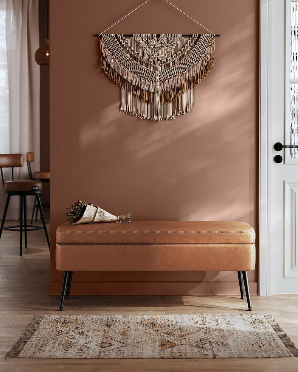 VASAGLE Storage Ottoman Bench, PU Leather, Steel Legs