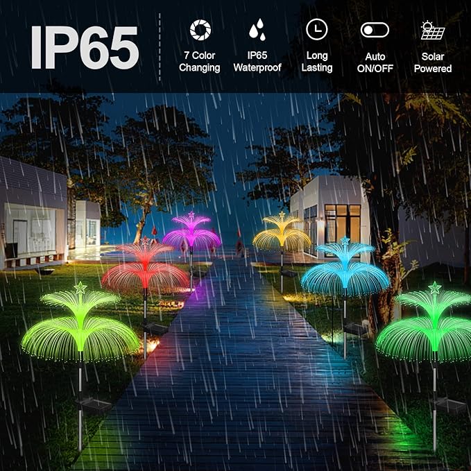 Solar Garden Lights 6 Pack New Upgraded Solar Lights Outdoor Waterproof 7 Col...