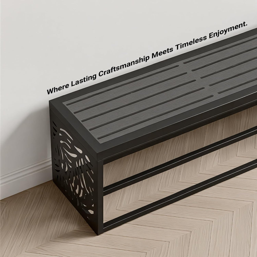 47" Outdoor Storage Bench, HDPE Seat, Steel Frame, Summer