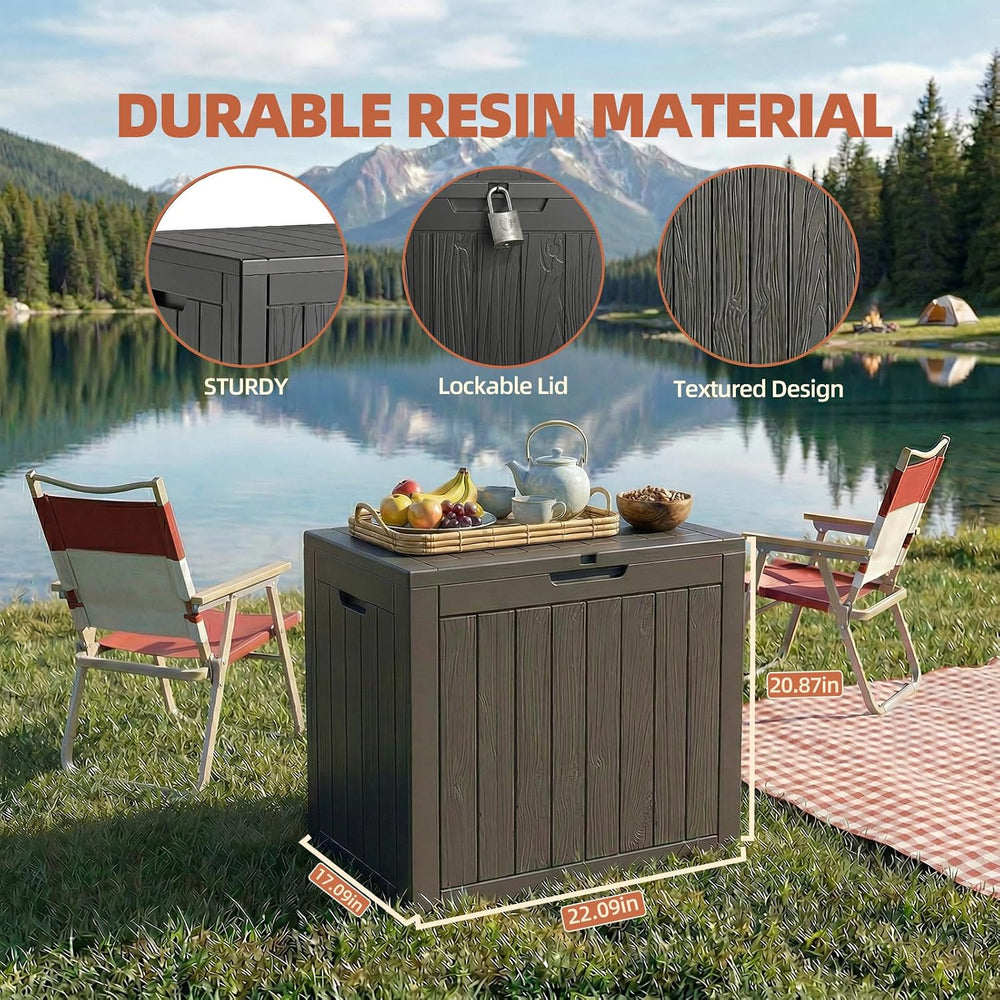 Outdoor Storage Box 35 Gallon Deck Box, Waterproof Resin