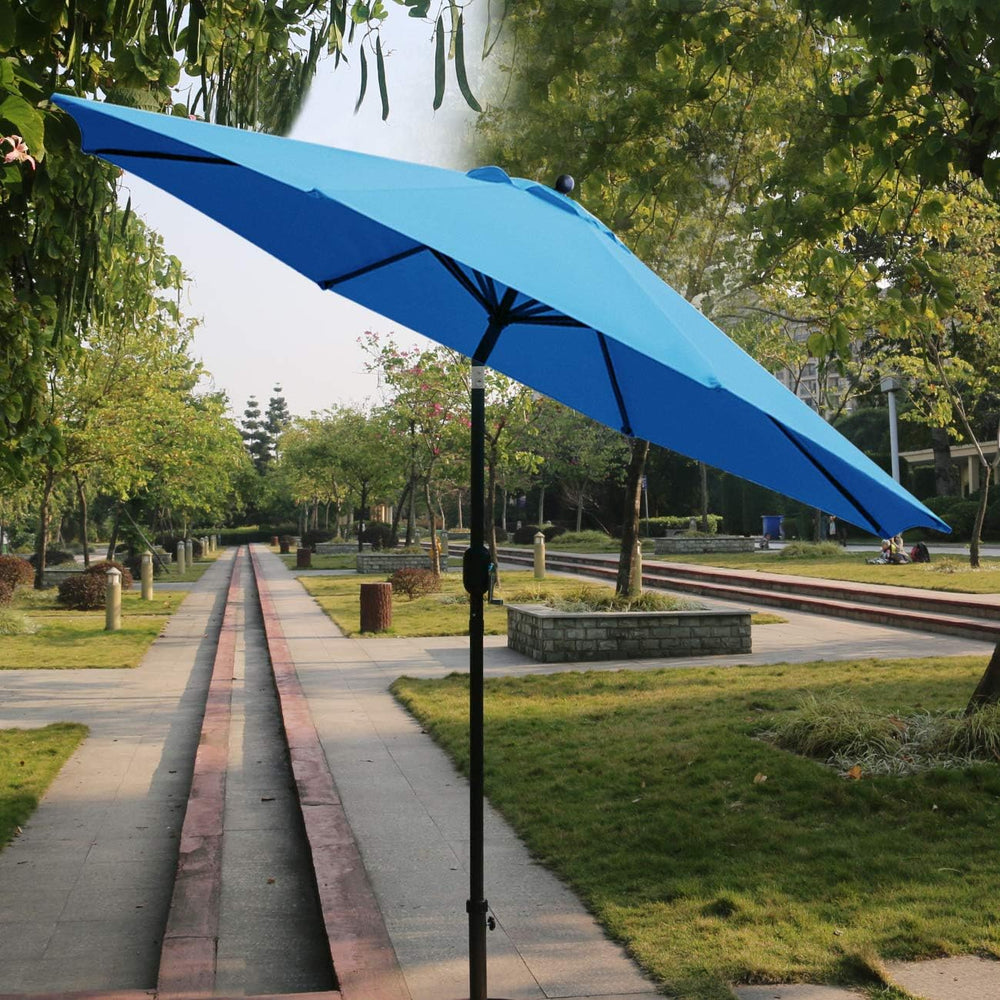 Sunnyglade 9Ft Patio Umbrella Outdoor Table Umbrella with 8 Ribs Blue