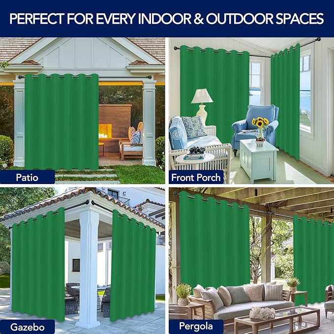 PureFit Outdoor Curtains for Patio Waterproof Weatherproof, UV and Fade Resis...