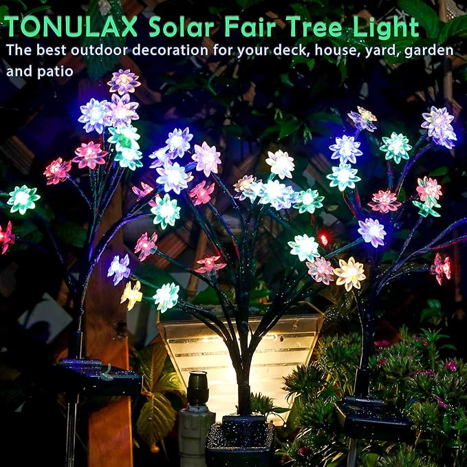 TONULAX Solar Garden Lights - Upgraded Landscape Tree Lights with Larger Sola...