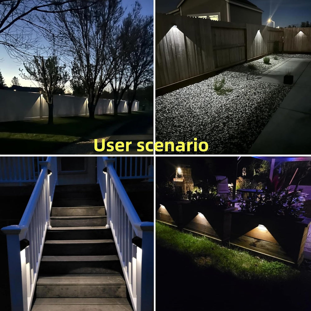 Solar Fence Lights,Deck|Step |Stair Lights,Warm White/Daylight/Cool White Opt...