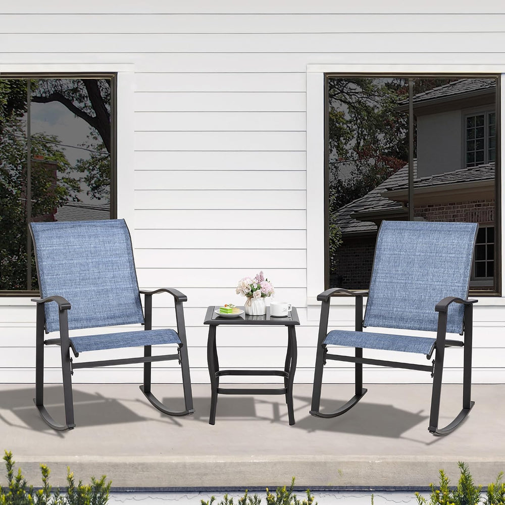 Shintenchi Rocking Chair Outdoor with Table, 3 Piece Rocking Patio Bistro Set...