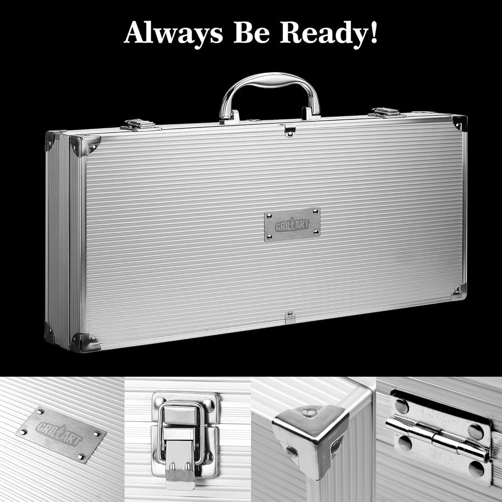 GRILLART BBQ Grill Utensil Tools Set Reinforced BBQ Tongs 19-Piece Stainless-...
