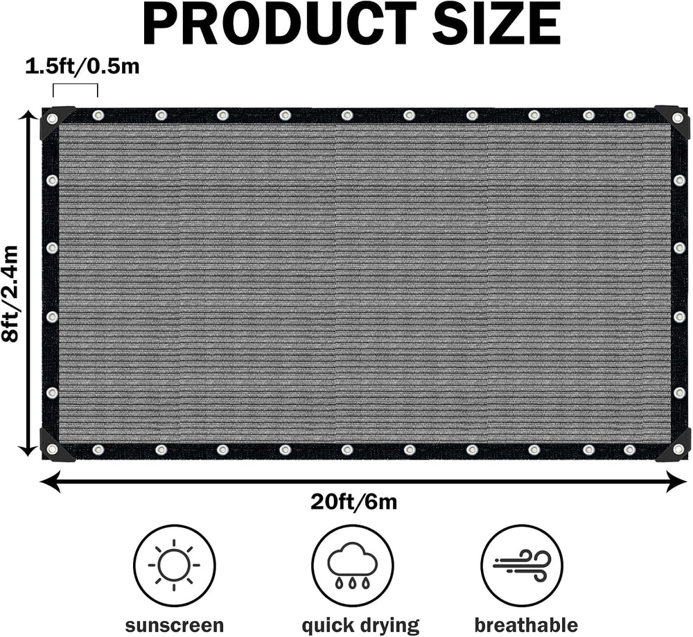 Sun Shade Cloth with Grommets,90% UV Protection Shade Fabric,Pergola Shade Co...
