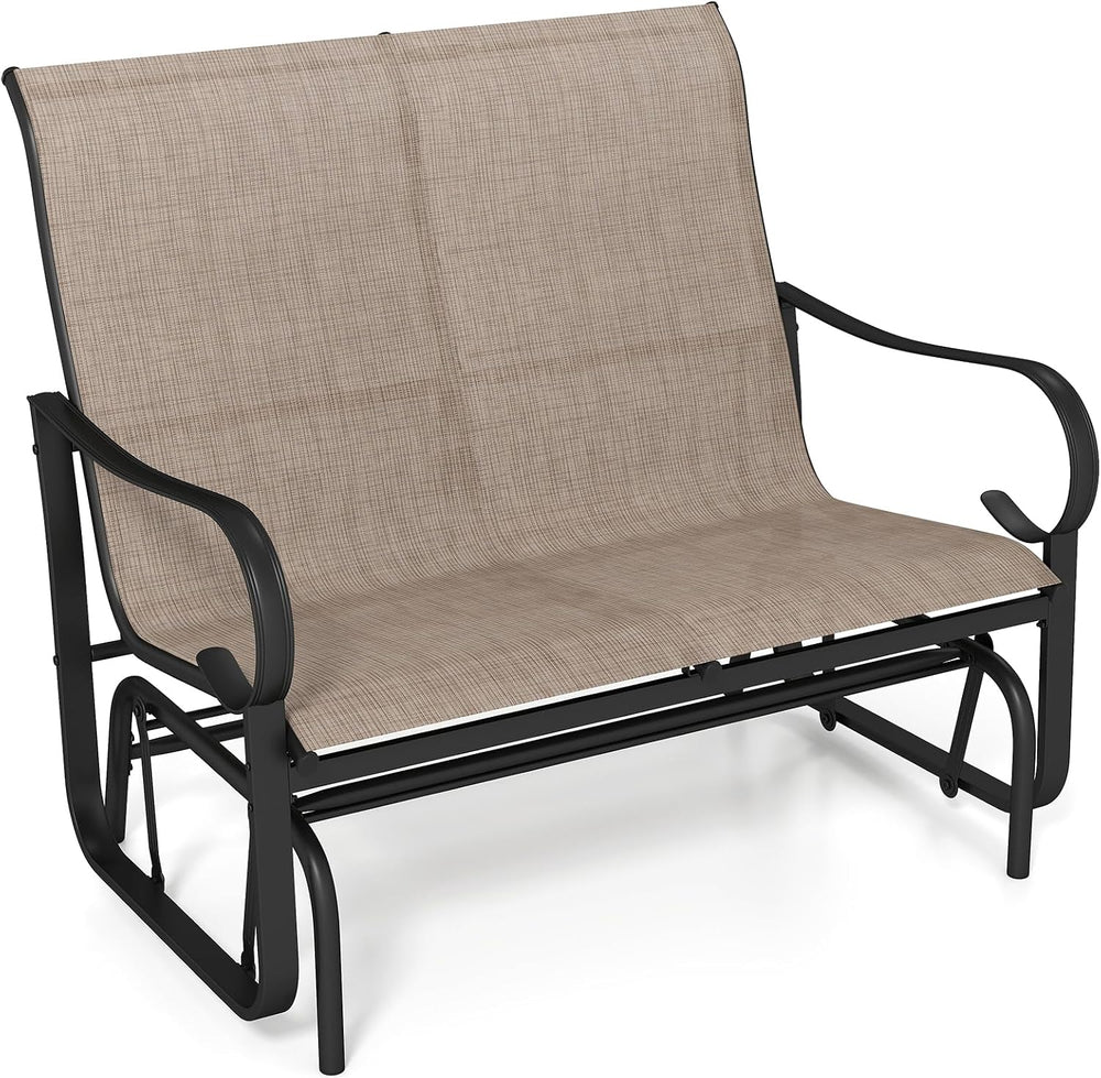 Tangkula Patio Gilder Bench, 2-Person Fabric Rocking Chair with High Backrest...