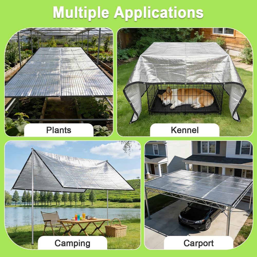 COOLBOYS 85% Aluminet Shade Cloth Reflective Tarp 8x20FT Silver for Garden