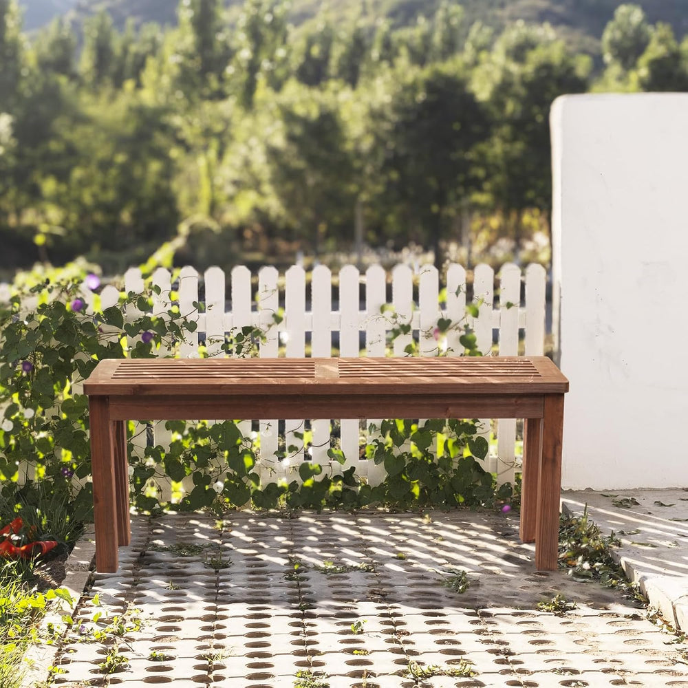VINGLI Outdoor Wooden Bench, 45” Porch Bench Outdoor Backless Garden Bench, S...