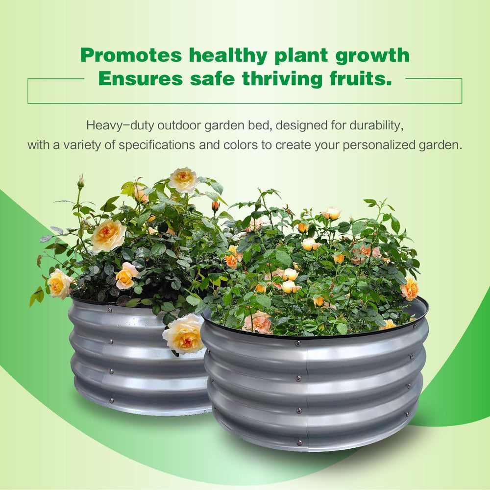 GARDMAX 2 Pack 2x2x1FT Galvanized Round Raised Garden Bed Kit, Metal Planter ...