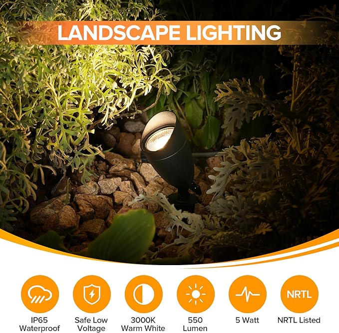 LUTEC 12V Low Voltage Landscape Lighting, Die-cast Aluminum Spot Lights with ...