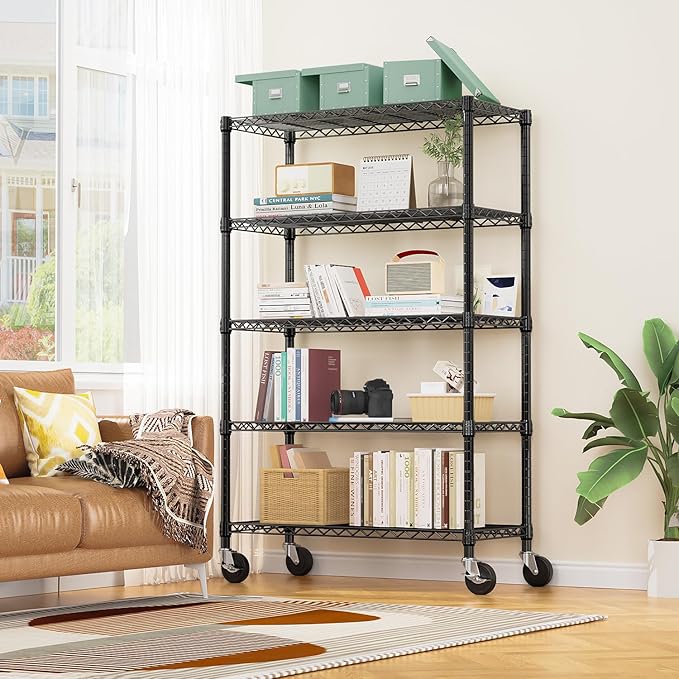 5-Shelf Storage Shelves,Wire Shelving Heavy Duty Metal Storage Shelving Unit ...