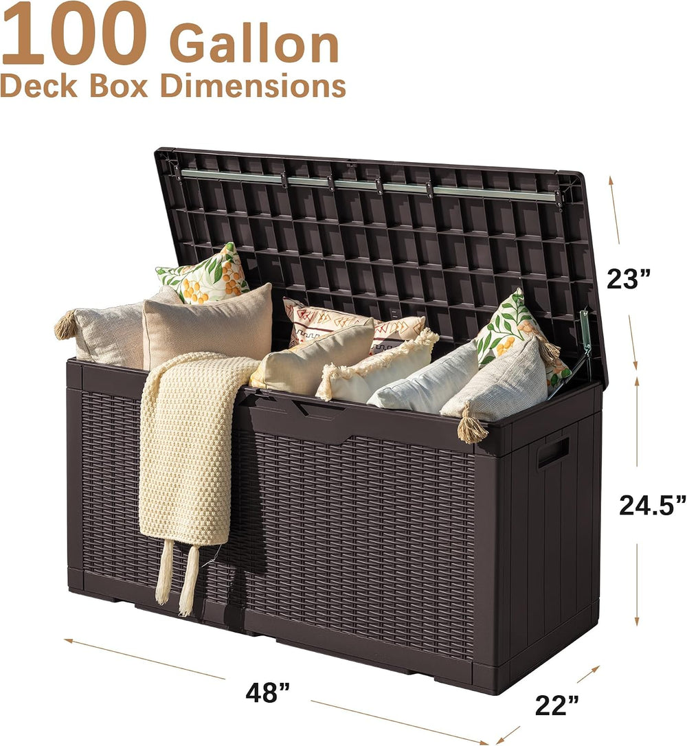 Devoko 97 Gallon Deck Box, Waterproof Resin Outdoor Storage Box for Outside a...