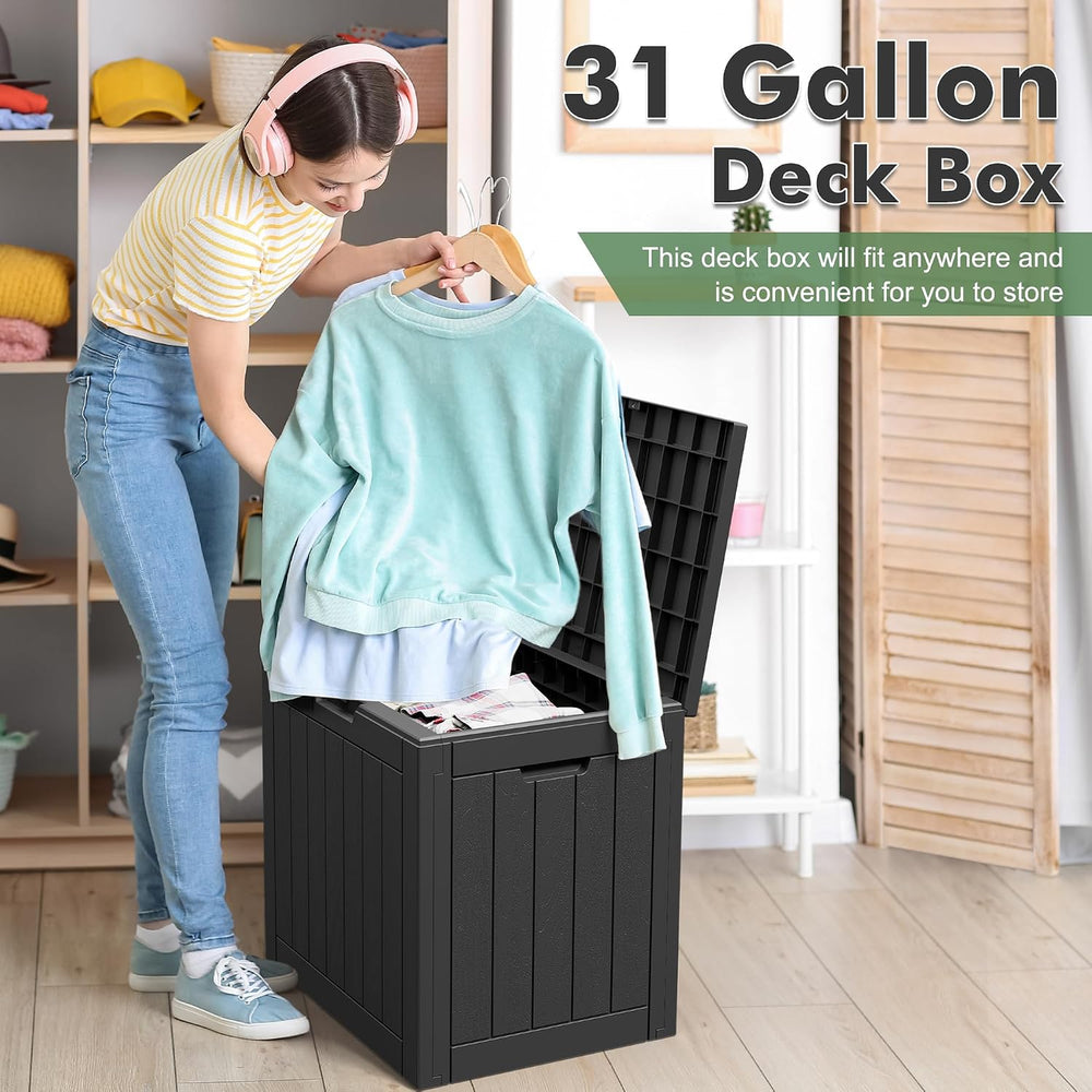 31 Gallon Outdoor Storage Box Waterproof Deck Box Patio Storage