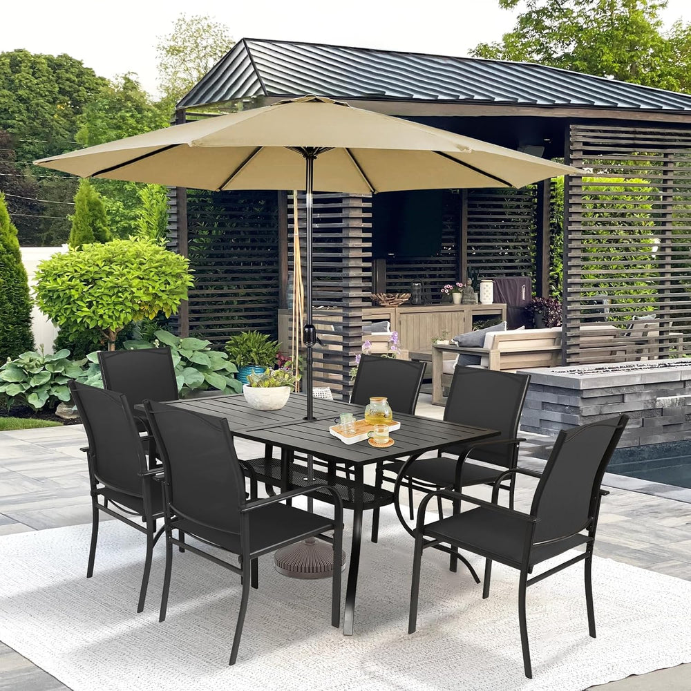 SUNCROWN 8 - Piece Outdoor Dining Set, Patio Furniture Set with 6 Textilene D...