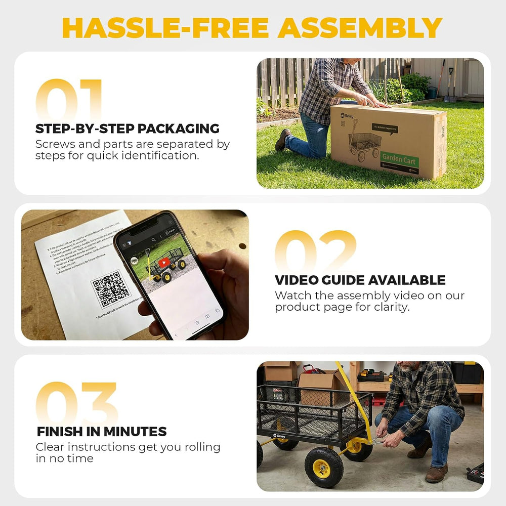 Sekey Steel Mesh Garden Cart, 600 lb Capacity, Removable Sides