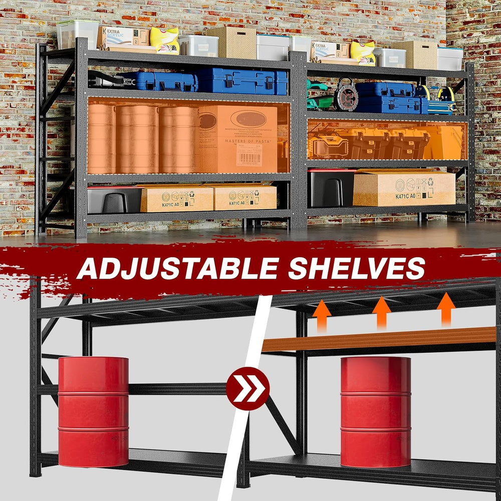 7000LBS Metal Steel Storage Shelves - 78.7" W Black 4 Tier Heavy Duty Ra...