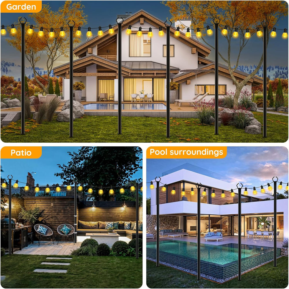 AHRLHR 6 Pack String Light Poles, Outdoor String Light Pole 10 ft Forked Meta...