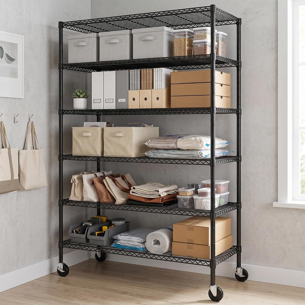 Romorgniz Heavy Duty 6-Tier Rolling Storage Shelves with Wheels for Garage