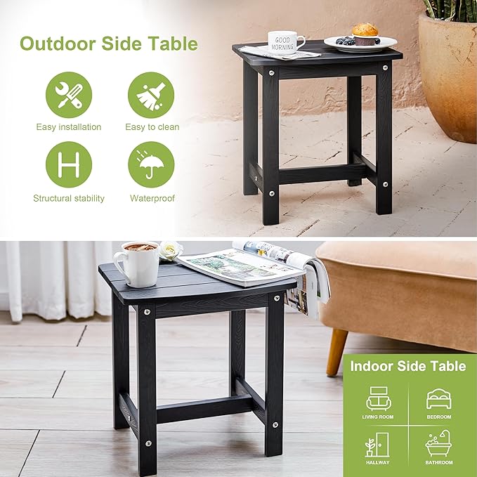 Y&M Outdoor Side Table, HIPS Adirondack Small Single Table, Waterproof Sq...