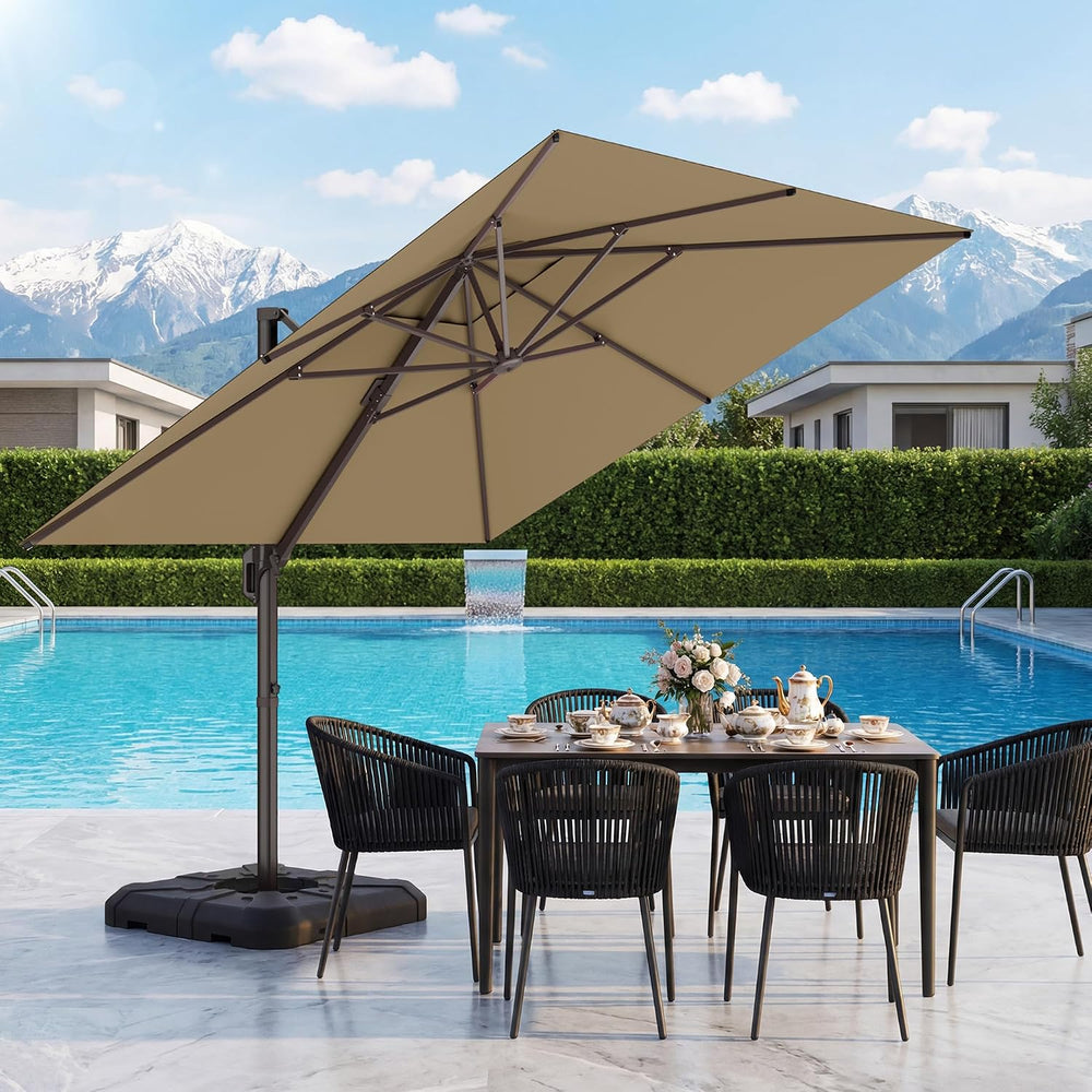 10x10' Patio Cantilever Umbrella for Outdoor, Tan