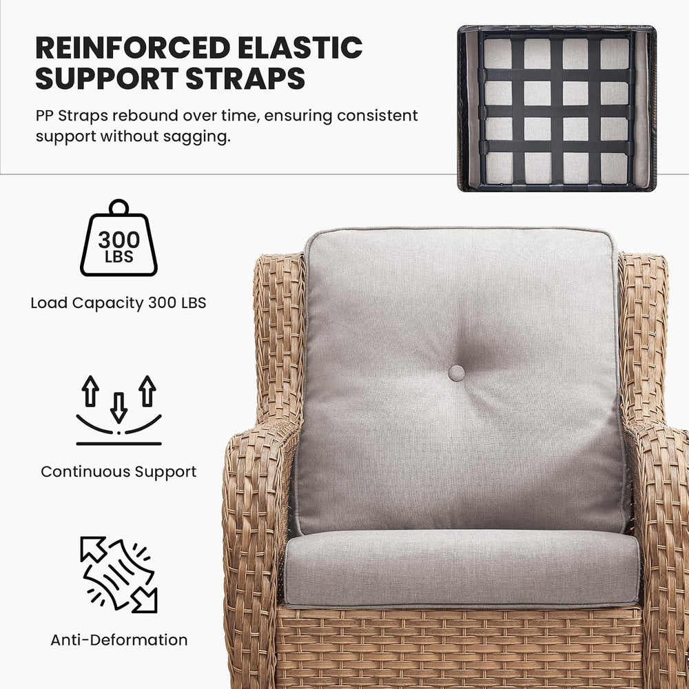 Belord Patio Chairs Set of 2-300 LBS Weight Capacity Outdoor Wicker Chairs wi...
