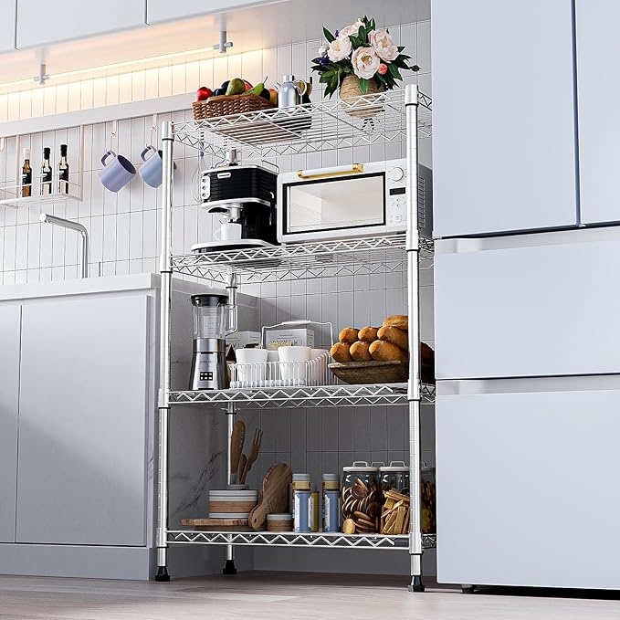 1000 lbs Storage Shelving 4-Tier Utility Shelving Unit Steel Organizer Wire R...