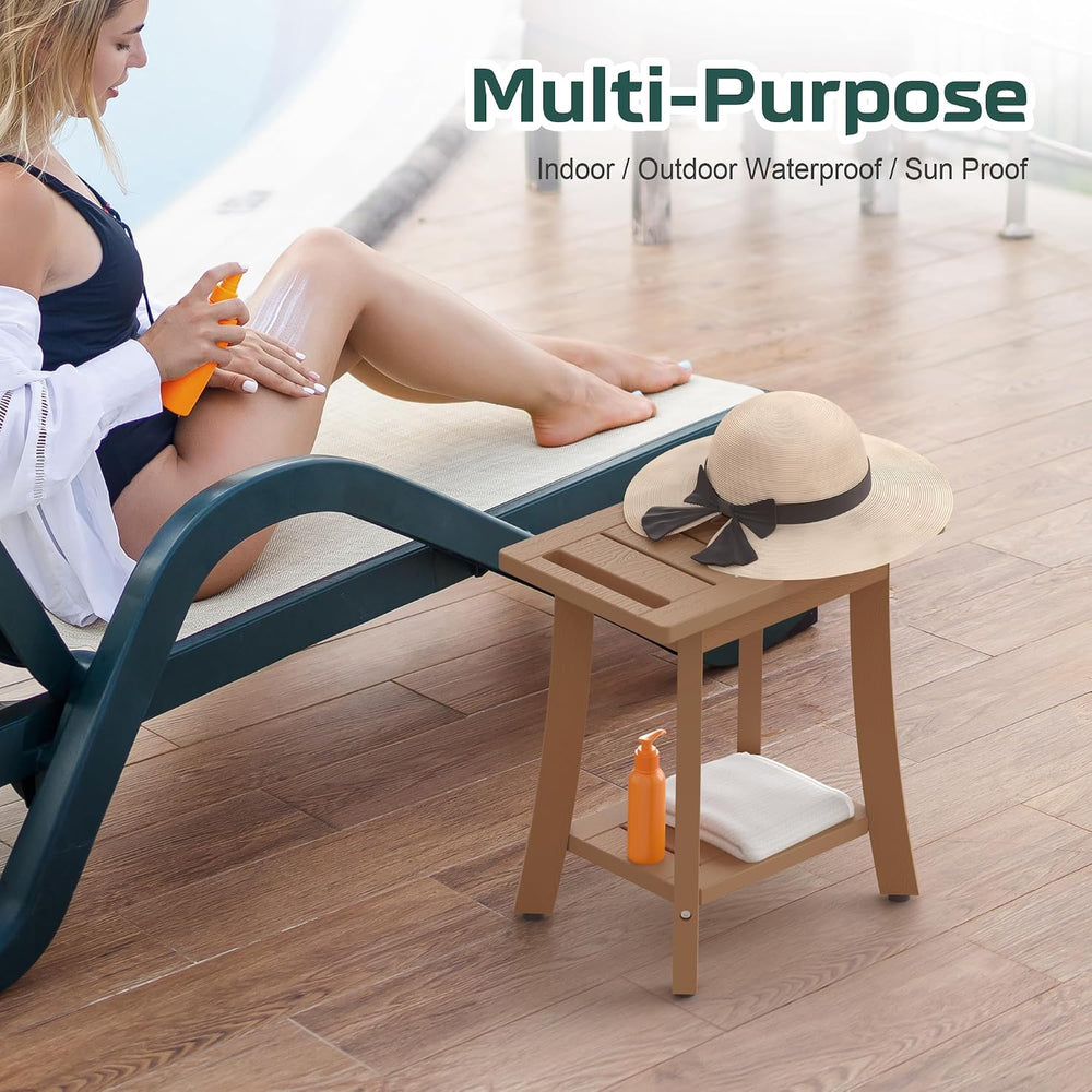 Waterproof HIPS Shower Bench for Inside Shower, Shower Stool, Brown