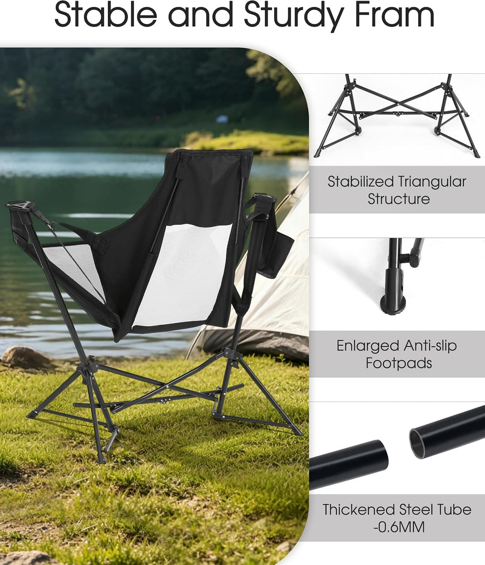 Hammock Chairs, Swinging Camping Chairs, Set of 2, Black