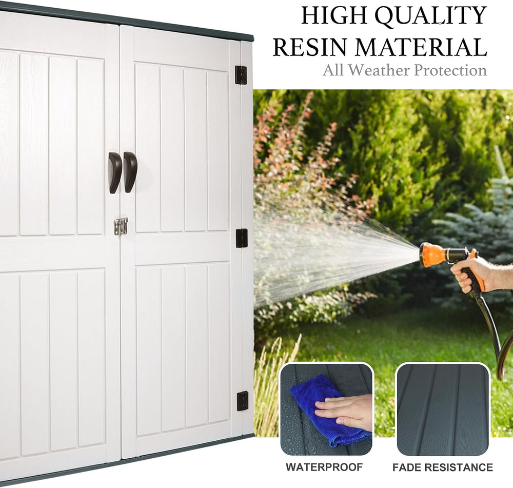 Outdoor Storage Cabinet, 52 Cu ft Resin Storage Box for Patio Garden Yard - W...